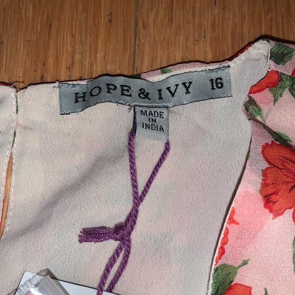 Hope & Ivy Liberty Fabric Tiered Frill Midi Dress Poppy Print in Red 16 - Picture 7 of 13